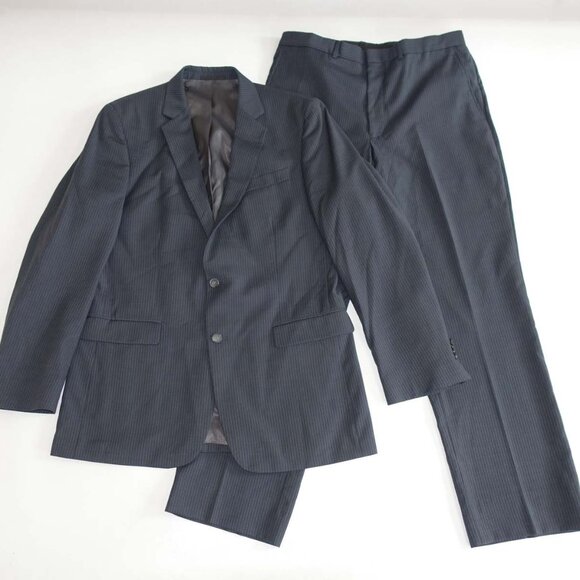 Kenneth Cole Men's 2 Button Suit Size 44 Long 36 x 32 Charcoal Gray 100% Wool - Picture 1 of 13